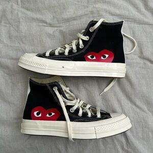 Converse Black High-Tops Comme De Garçons collab US W 8